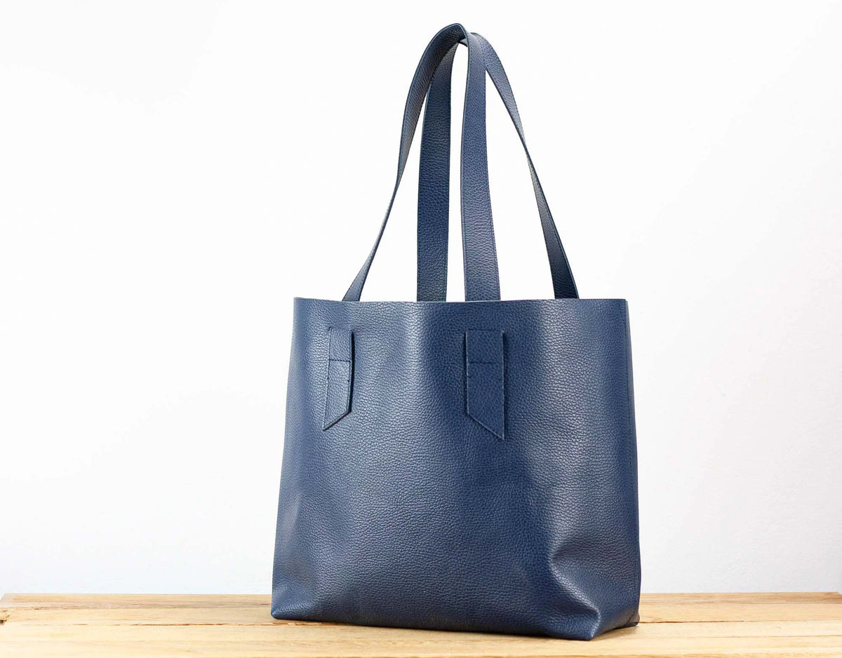 Calisto tote bag - Blue pebbled leather