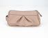 Beige handbag with a zipper on a white background