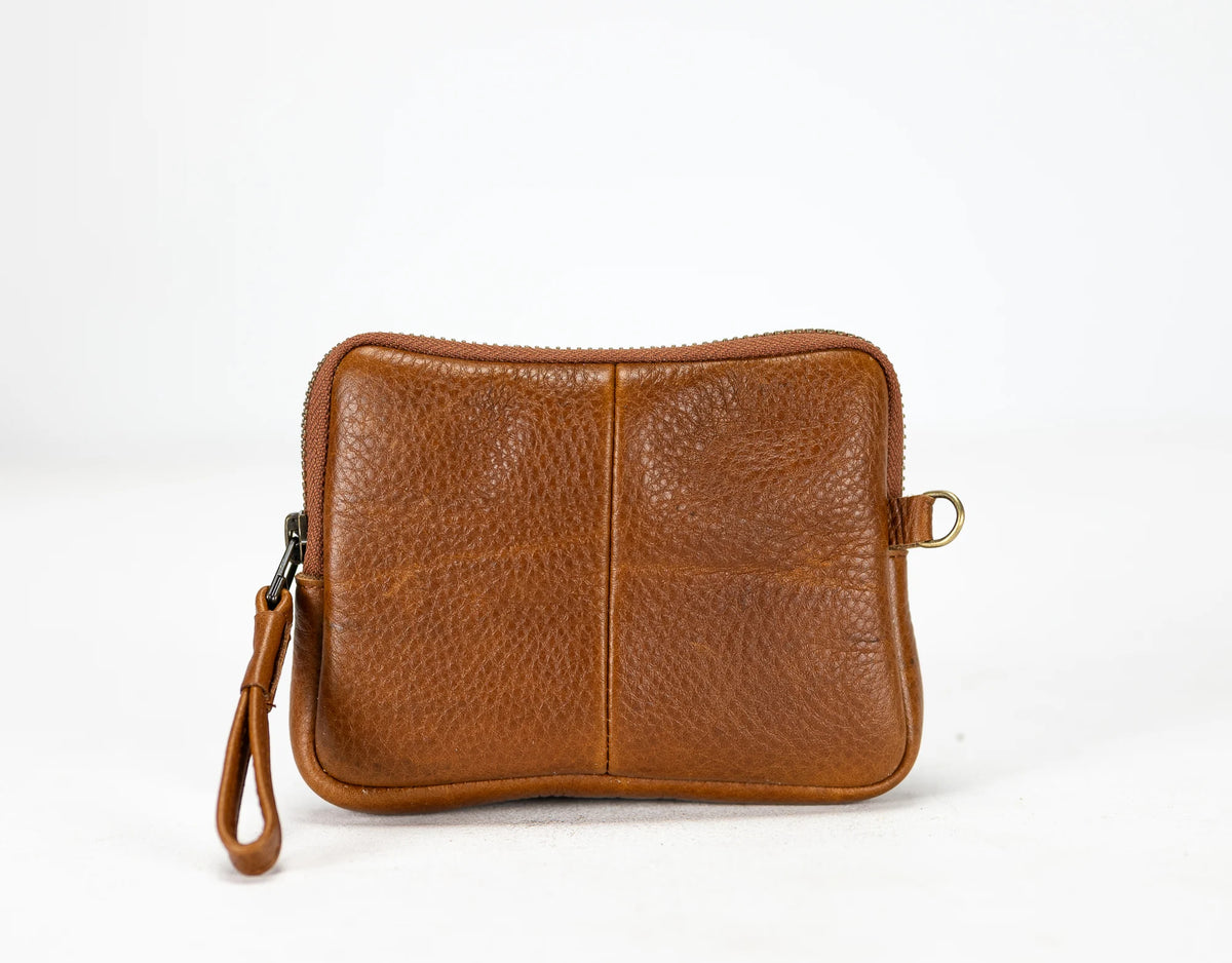 Antheia mini wallet - Brown pebbled leather