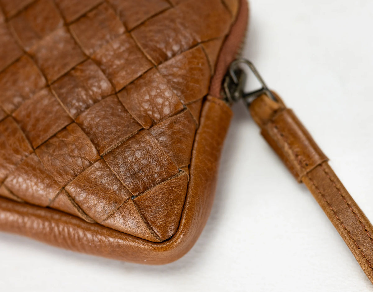 Antheia mini wallet - Brown pebbled leather