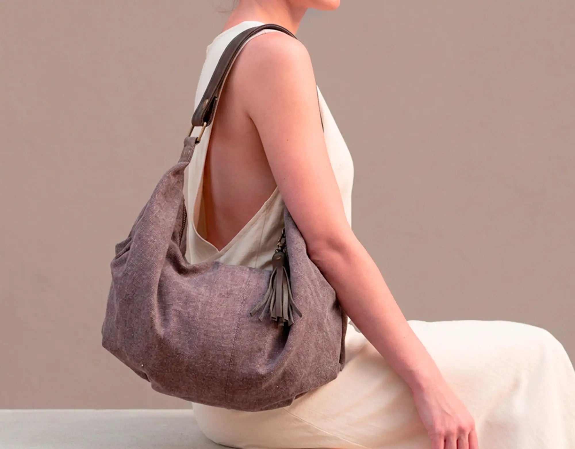 Kallia Mini Bag - Leather &amp; Brown Canvas