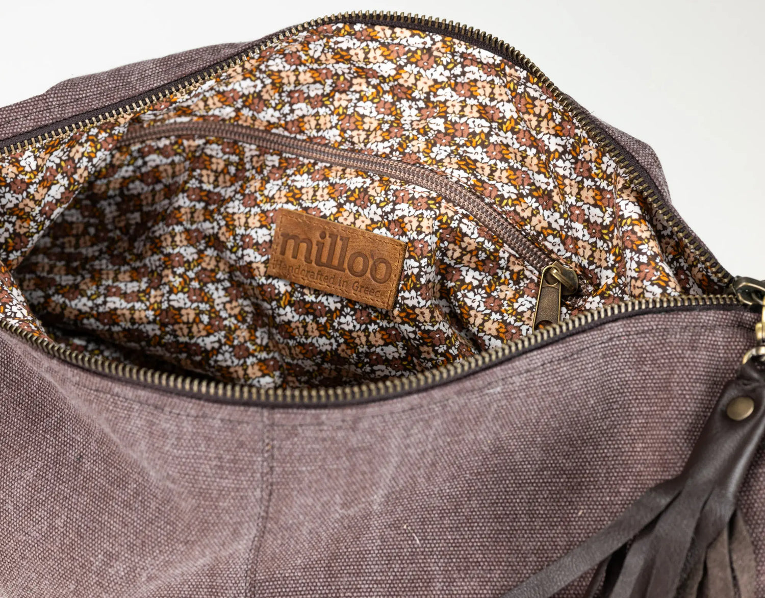 Kallia Mini Bag - Leather &amp; Brown Canvas