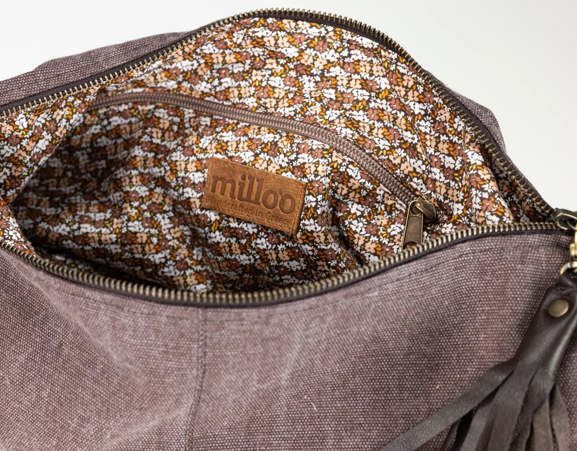 Kallia Mini Bag - Leather &amp; Brown Canvas