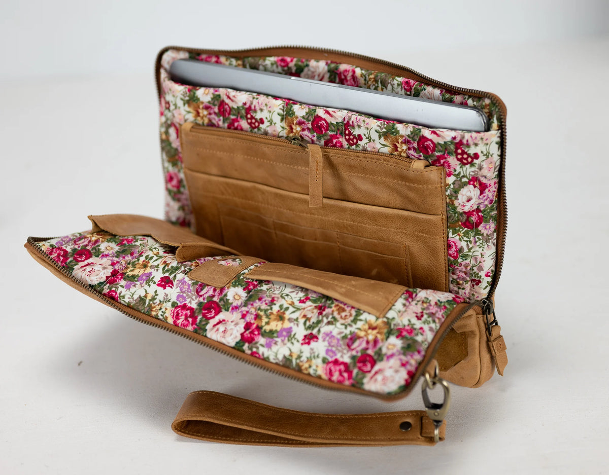 Athena Laptop Clutch - Brown Distressed leather