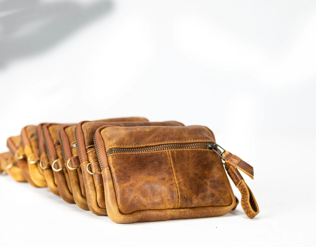 Antheia mini wallet - Brown vintage leather