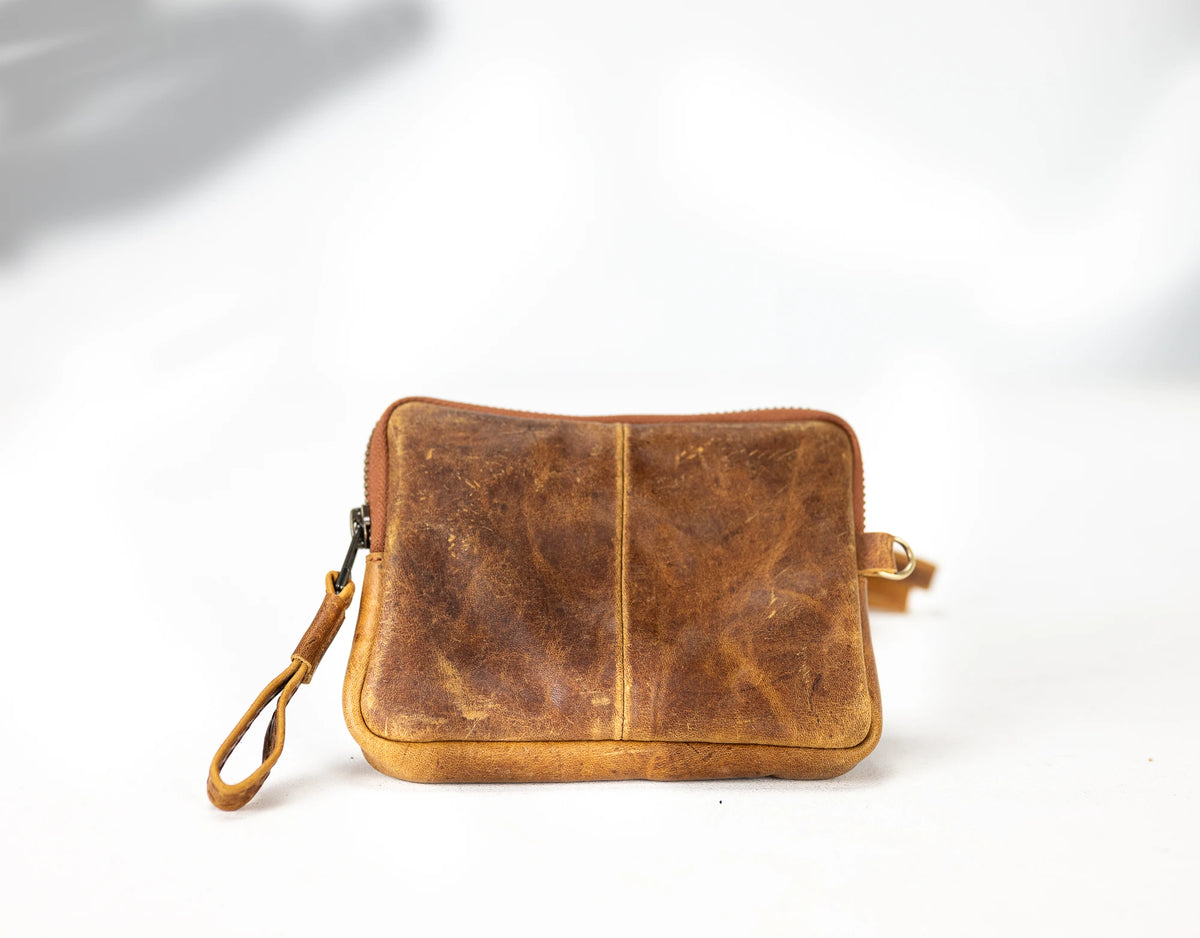 Antheia mini wallet - Brown vintage leather