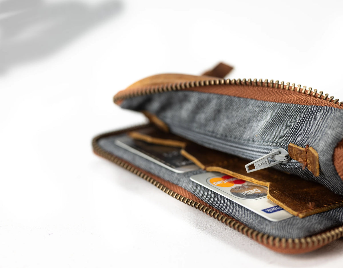 Antheia mini wallet - Brown vintage leather