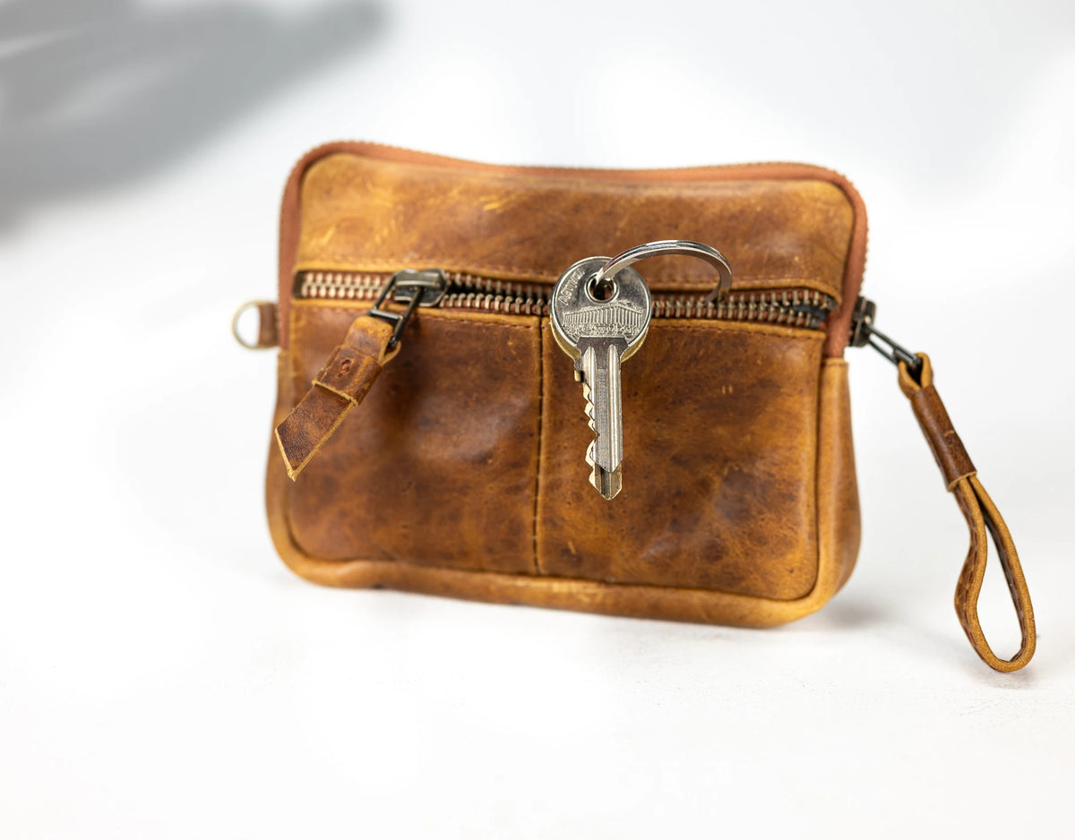 Antheia mini wallet - Brown vintage leather