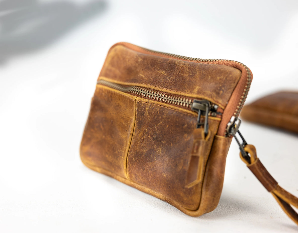 Antheia mini wallet - Brown vintage leather