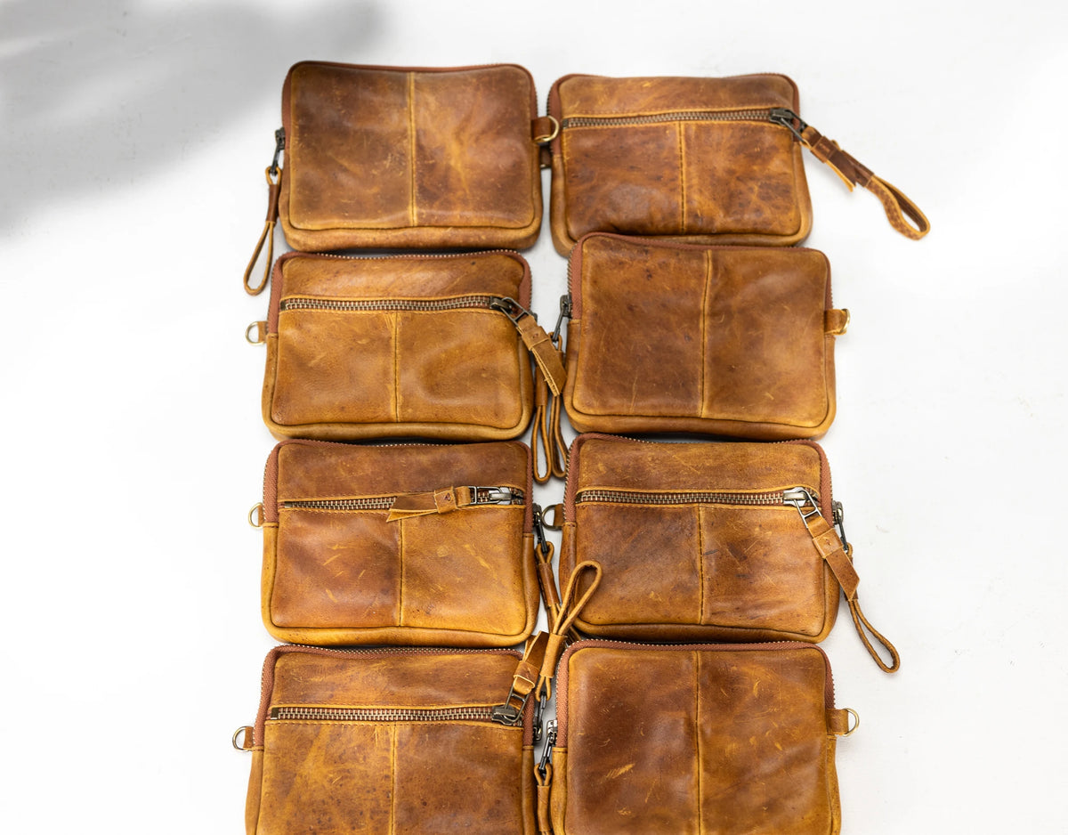Antheia mini wallet - Brown vintage leather