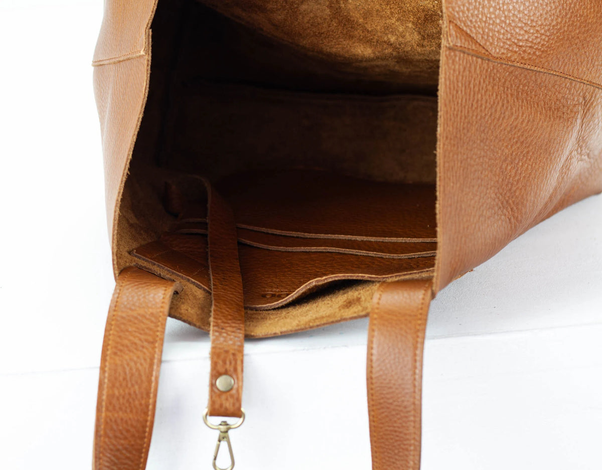 Calisto tote bag - Brown pebbled leather
