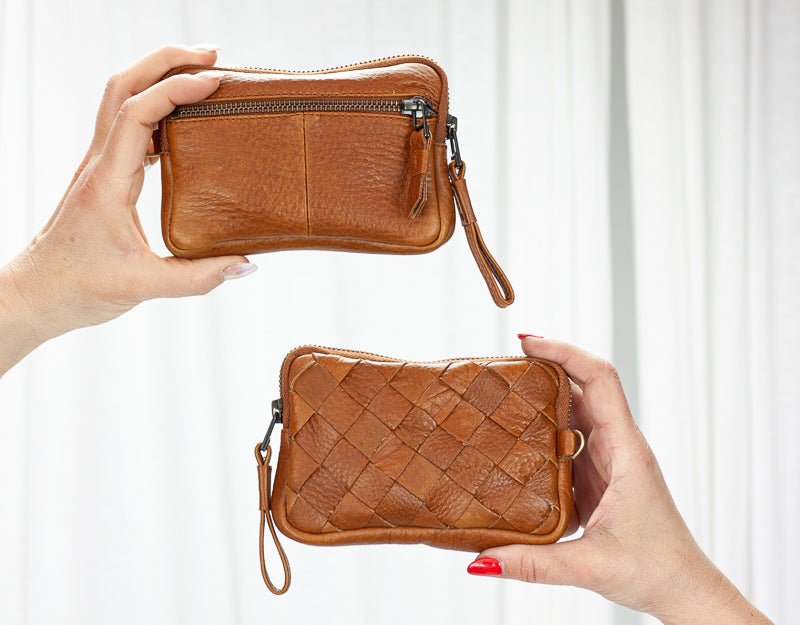 Antheia mini wallet - Brown pebbled leather - milloobags