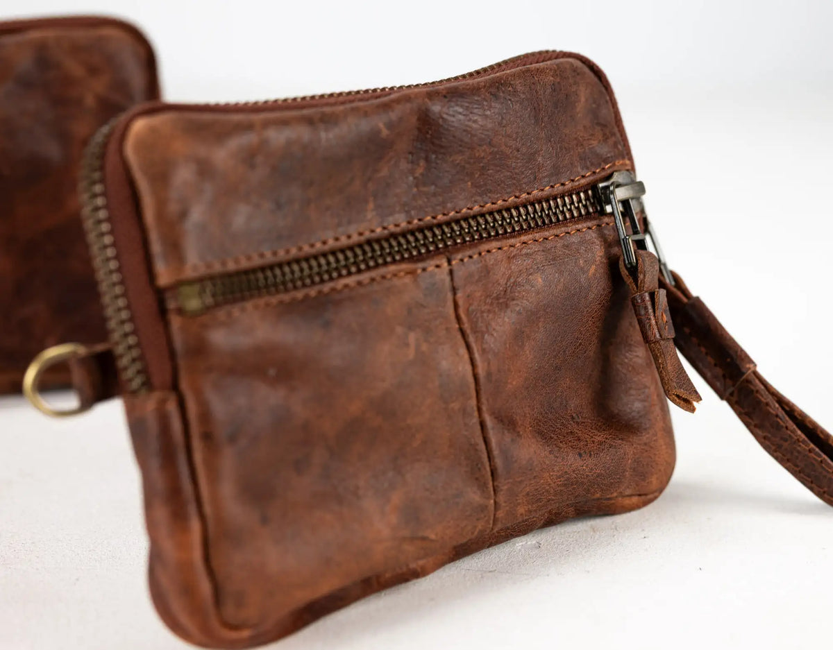 Antheia mini wallet - Brown vintage leather