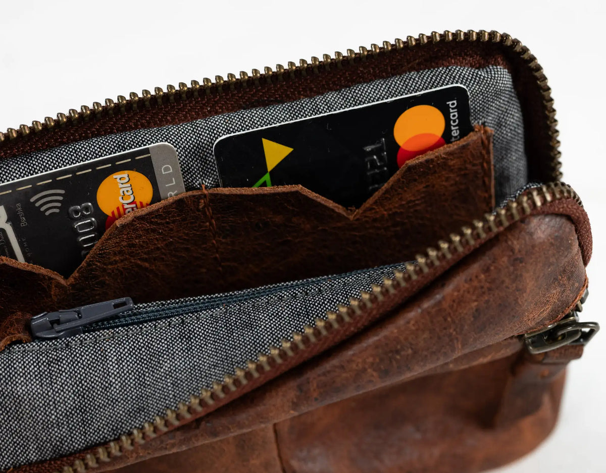 Antheia mini wallet - Brown vintage leather