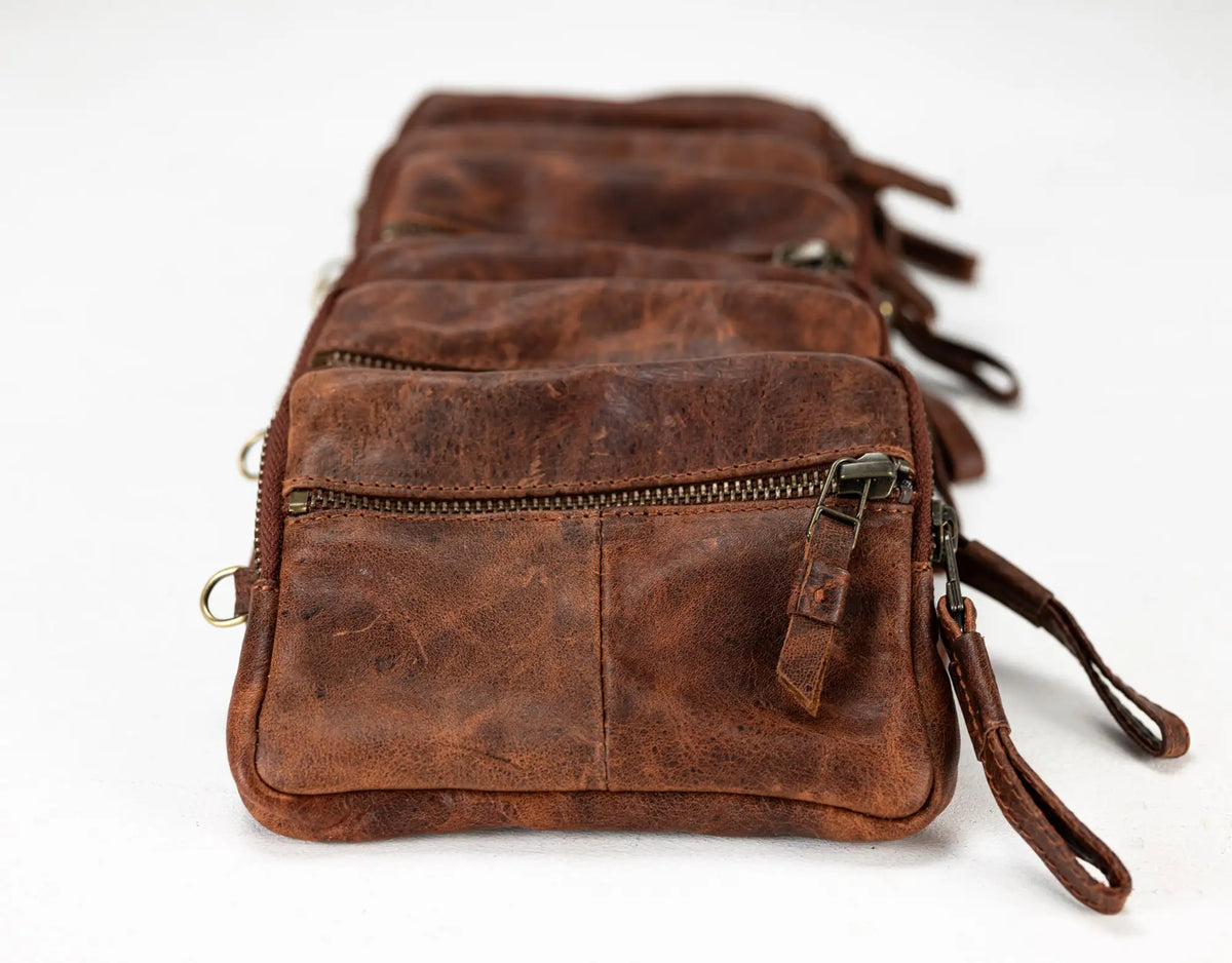 Antheia mini wallet - Brown vintage leather