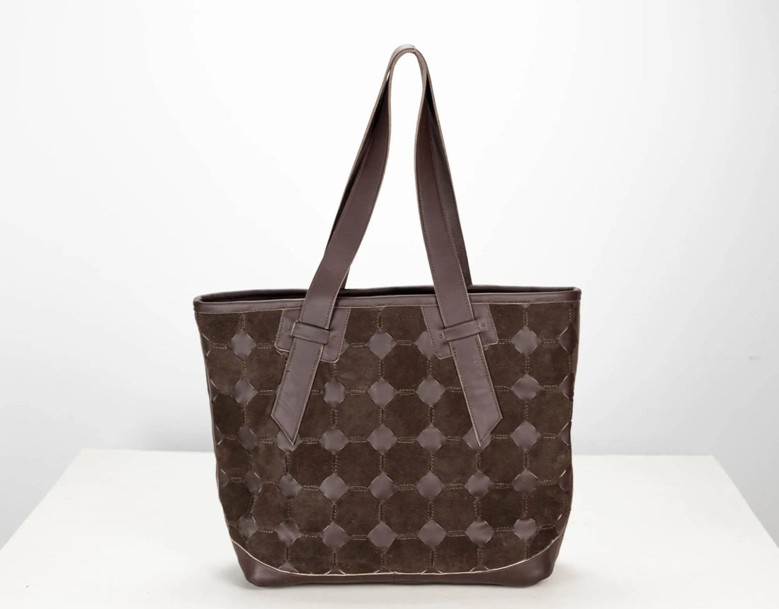 Calisto Tote Bag - Brown Helon Handwoven Leather