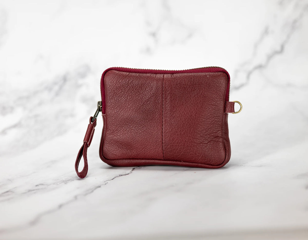 Antheia mini wallet - Burgundy leather