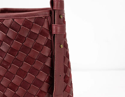 burgundy leather textured bag