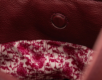 burgundy leather textured bag