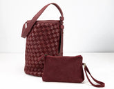 burgundy leather textured bag