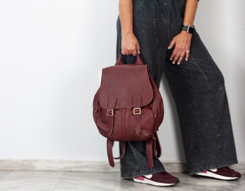Artemis backpack - Burgundy leather - milloobags