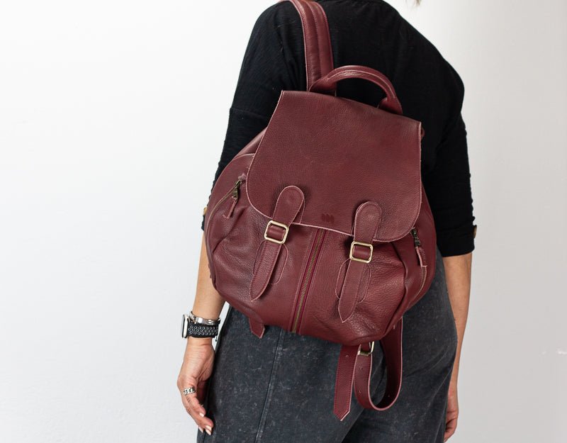 Artemis backpack - Burgundy leather - milloobags