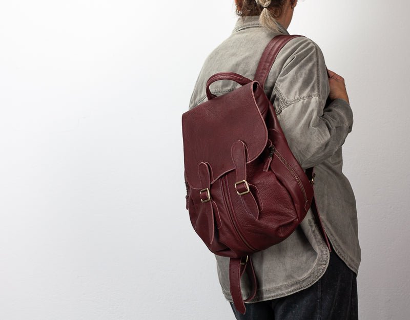 Artemis backpack - Burgundy leather - milloobags