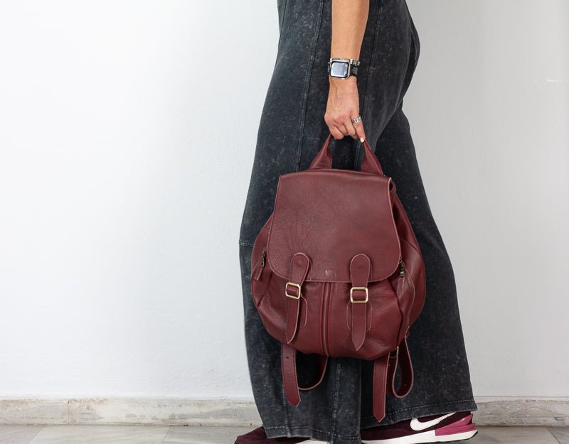 Artemis backpack - Burgundy leather - milloobags