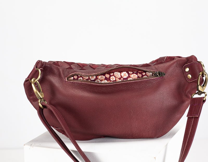 Haris fanny pack - Burgundy handwoven leather - milloobags
