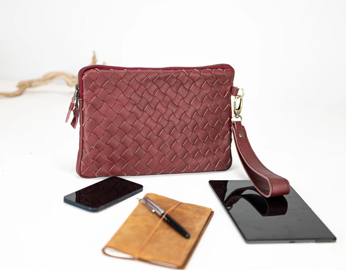 Athena Tablet Clutch - Burgundy