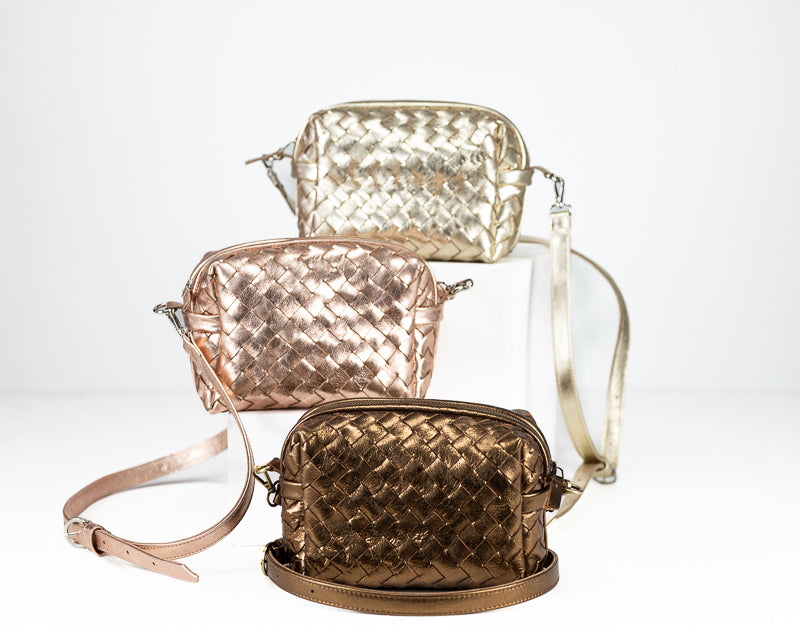 Calliope bag - Handwoven gold coated leather