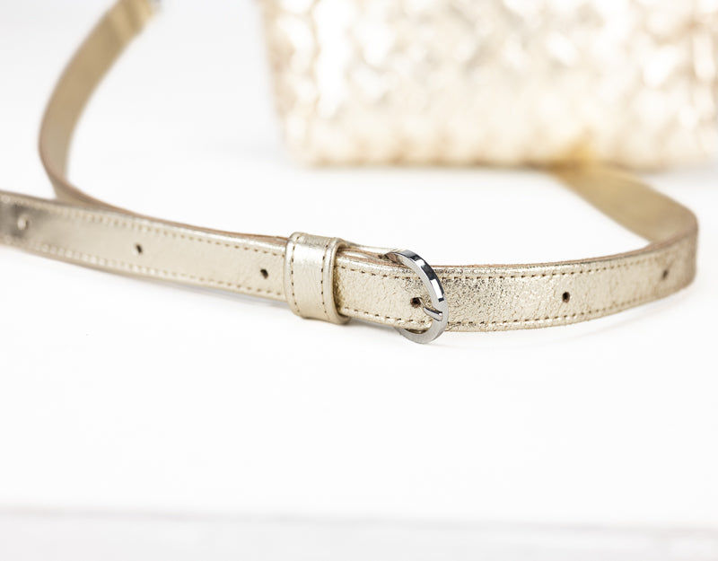 Calliope bag - Handwoven gold coated leather