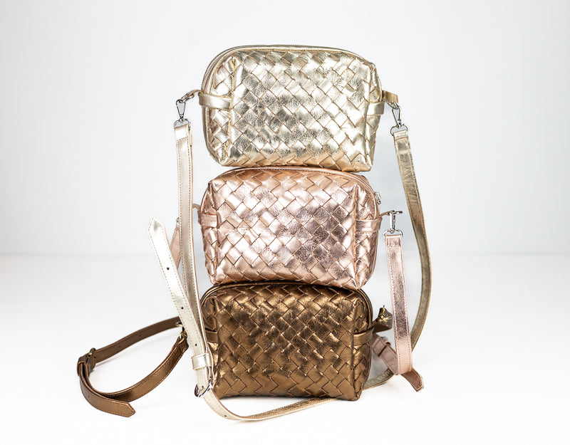 Calliope bag - Handwoven gold coated leather
