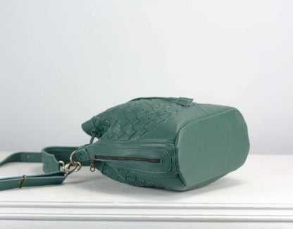 Petrol Green leather bucket bag milloo