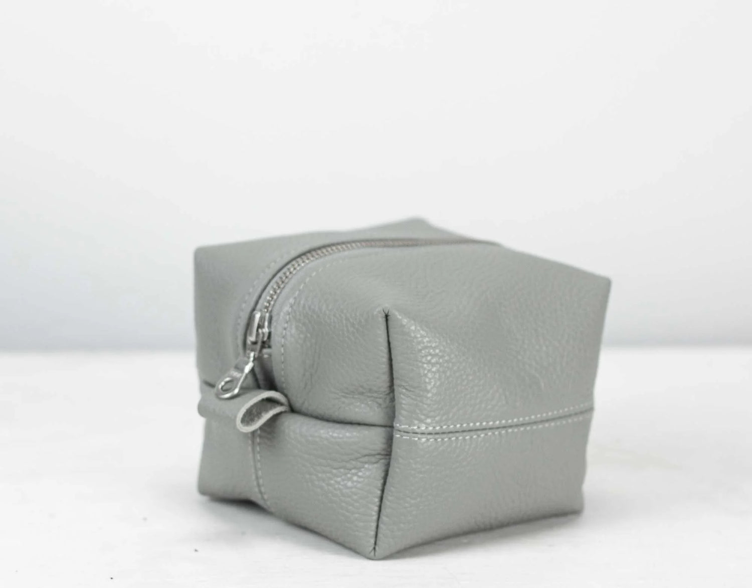 Grey leather cube case 