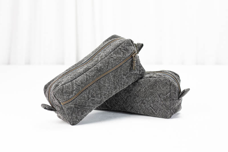 Brick case - Grey stonewashed cotton canvas - milloobags