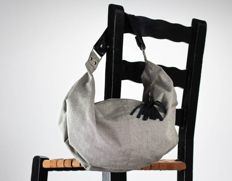 Kallia mini bag - Grey canvas and Black leather