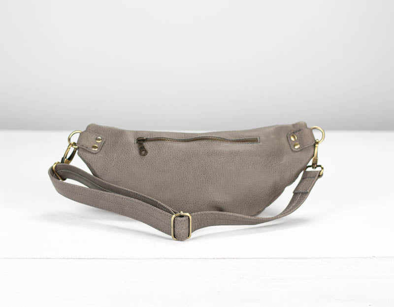 Haris fanny pack - Stone grey leather - milloobags