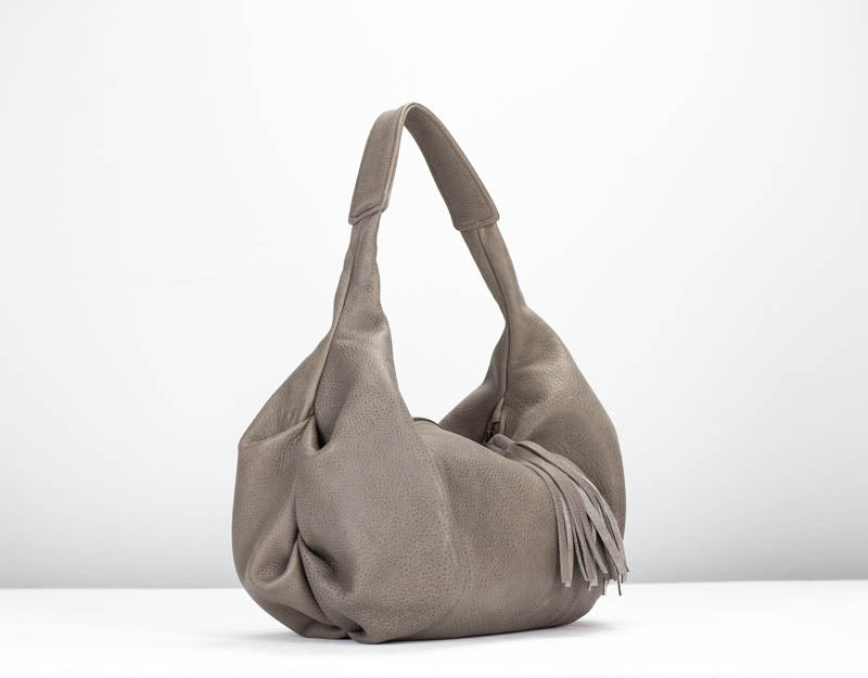 Kallia mini bag - Stone grey leather - milloobags