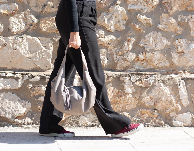 Kallia mini bag - Stone grey leather