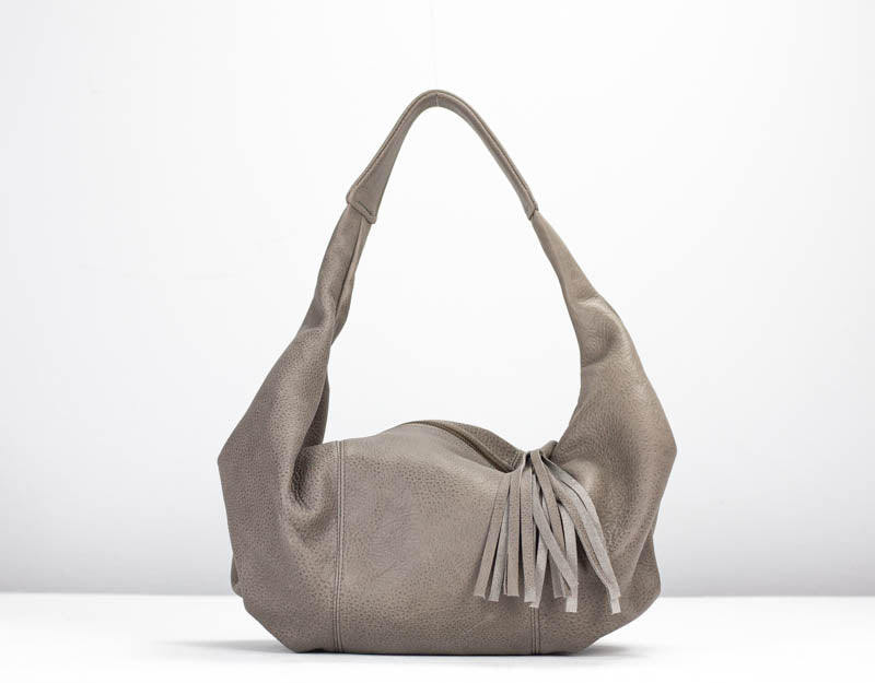Kallia mini bag - Stone grey leather - milloobags