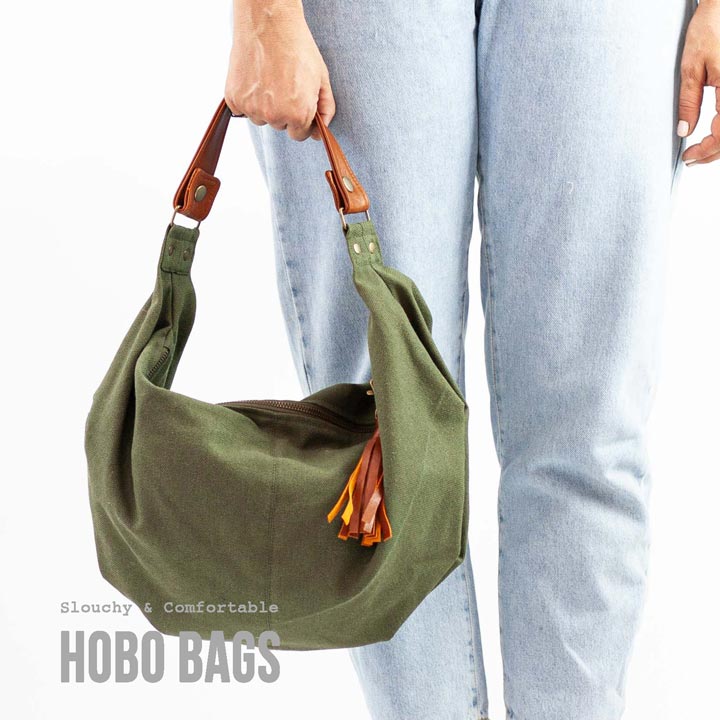 Hobo bags by milloobags in leather and canvas