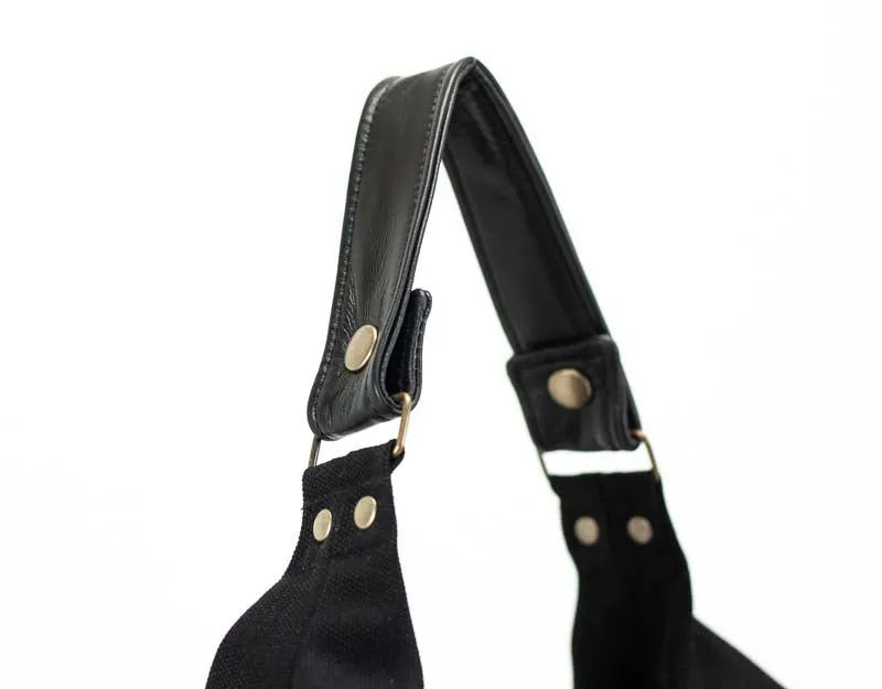 Kallia mini bag - Black canvas and Black leather - milloobags