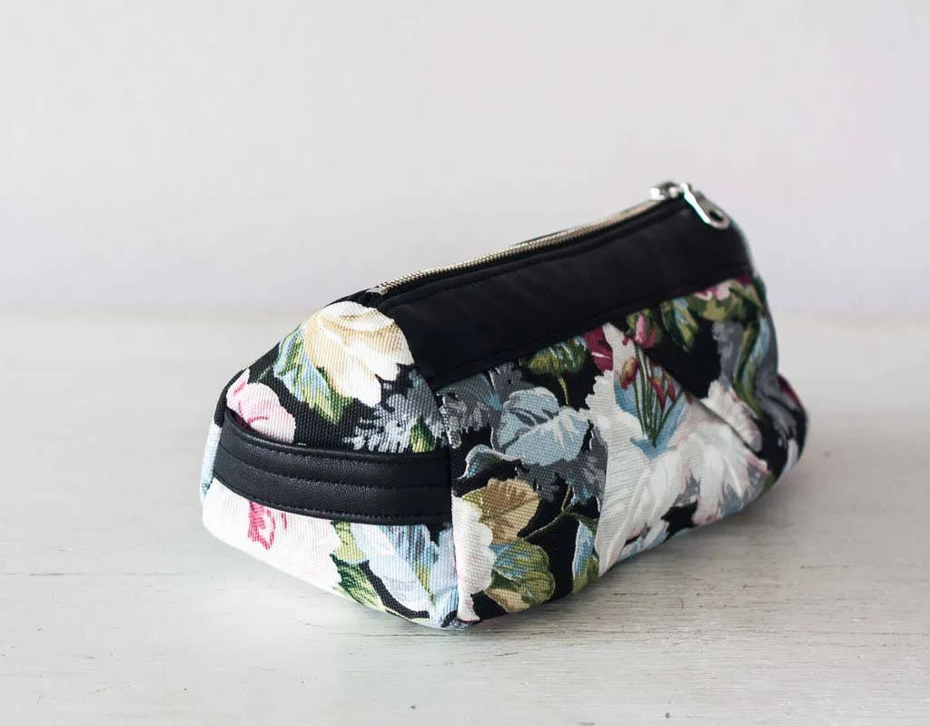 Estia case - Floral canvas and Black leather
