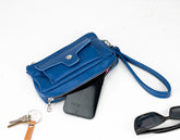 Royal blue wallet with zippers