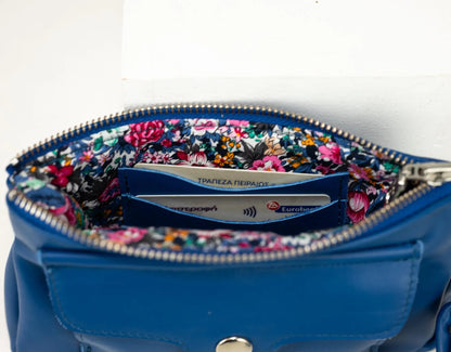 Royal blue wallet with zippers