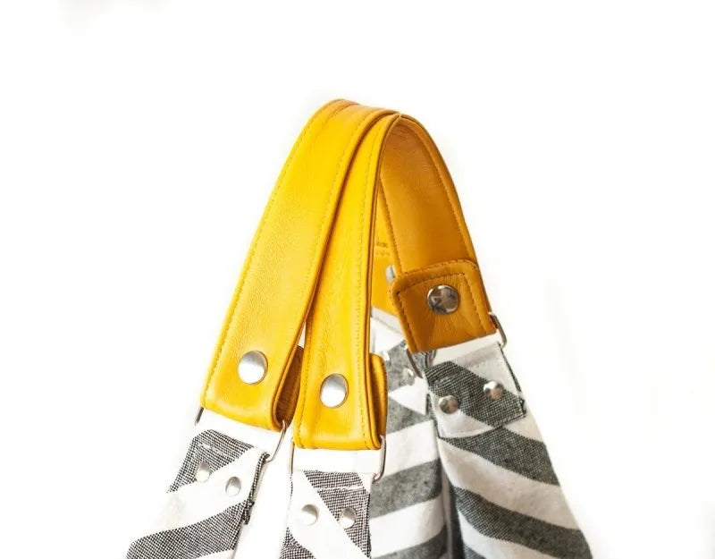 Kallia bag - Striped canvas and leather - milloobags