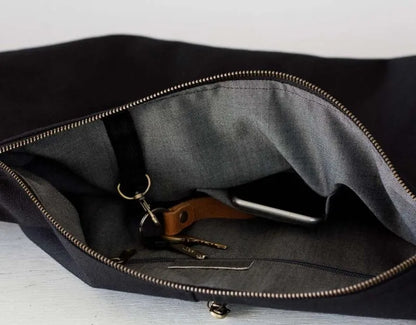 Kallia crossbody bag - Black canvas and black leather - milloobags