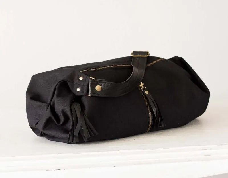 Kallia crossbody bag - Black canvas and black leather - milloobags