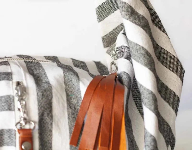 Kallia crossbody bag - Striped canvas and leather - milloobags